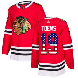 Herren Chicago Blackhawks Eishockey Trikot Jonathan Toews #19 Authentic Rot USA Flag Fashion